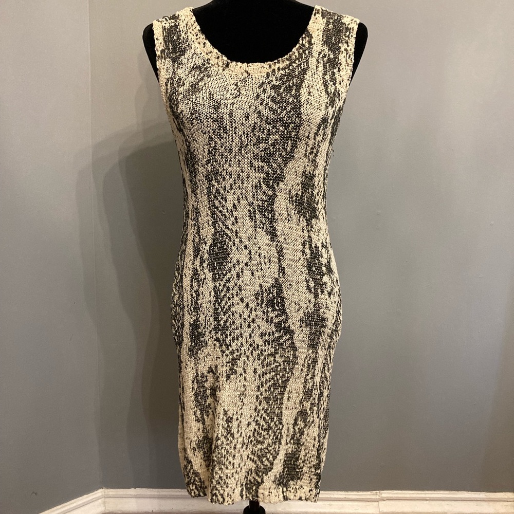 Never Worn Snake Print Black & Cream LINE Bodycon Dress, size M